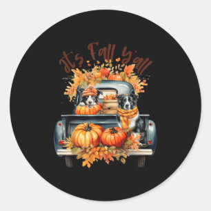 Es ist Herbst Y’all Border Collie Pumpkins Autum Runder Aufkleber