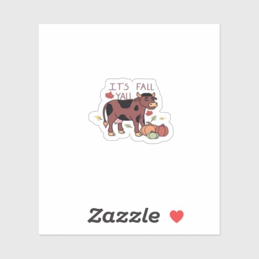 Es ist Herbst Y’all Cow Retro Style Aufkleber (Blatt)