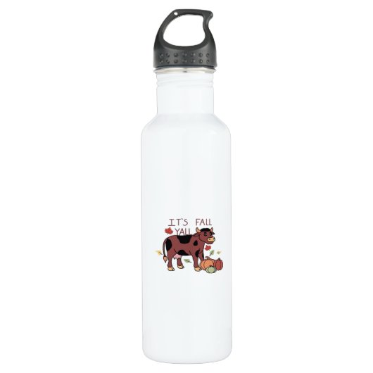 Es ist Herbst Y’all Cow Retro Style Edelstahlflasche (Vorderseite)