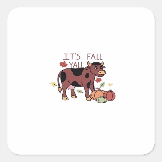 Es ist Herbst Y’all Cow Retro Style Quadratischer Aufkleber (Vorderseite)