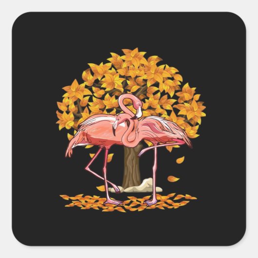 Es ist Herbst Y’all Flamingo Erntedank Halloween Quadratischer Aufkleber (Vorderseite)