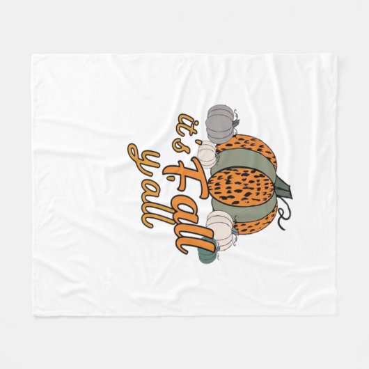 Es ist Herbst Y’all, Funny Pumpkins Leopard Muster Fleecedecke (Vorderseite (Horizontal))