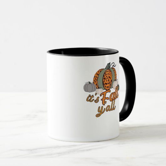 Es ist Herbst Y’all, Funny Pumpkins Leopard Muster Tasse (VorderseiteRechts)