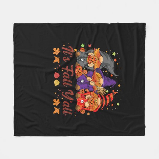 Es ist Herbst Y’all Halloween Gnomes Pumpkin Autum Fleecedecke (Vorderseite (Horizontal))