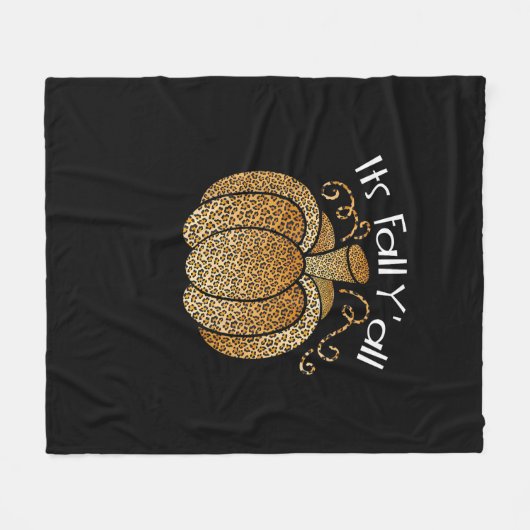 Es ist Herbst Y’all Leopard Print Pumpkin Rustikal Fleecedecke (Vorderseite (Horizontal))