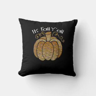 Es ist Herbst Y’all Leopard Print Pumpkin Rustikal Kissen