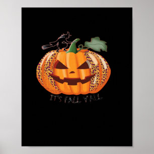 Es ist Herbst Y’all Leopard Pumpkin Happy Hallowee Poster