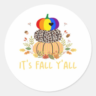 Es ist Herbst Y’all LGBTQ Pride Pumpkin Creative C Runder Aufkleber