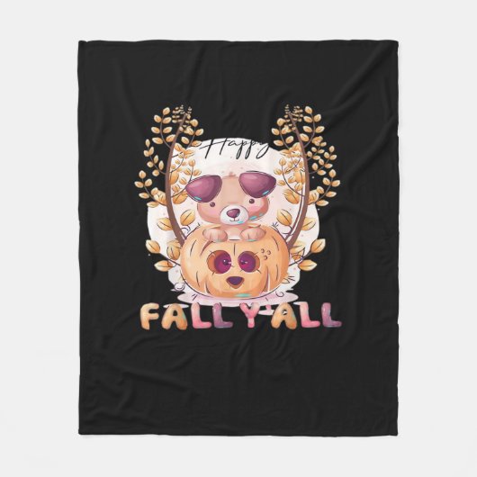 Es ist Herbst Y’all Pumpkin Autumn Halloween Cat F Fleecedecke (Vorderseite)