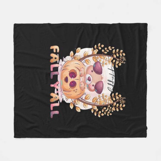 Es ist Herbst Y’all Pumpkin Autumn Halloween Cat F Fleecedecke (Vorderseite (Horizontal))