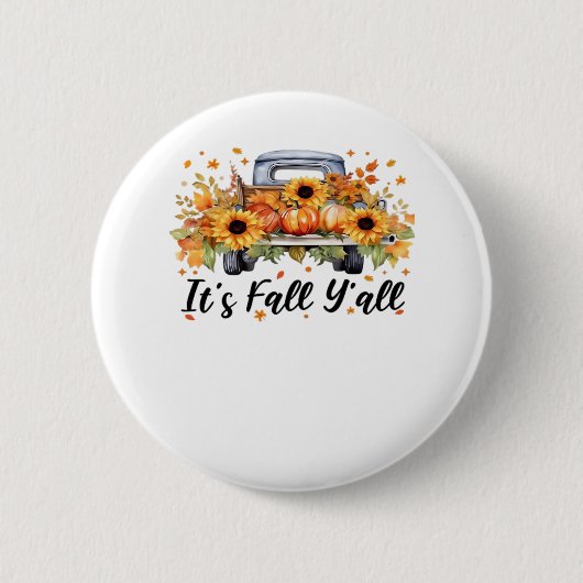 Es ist Herbst Y’all Pumpkin Autumn Tree Hello Fall Button (Vorderseite)