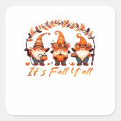 Es ist Herbst Y’all Pumpkin Gnome Autumn Tree Funn Quadratischer Aufkleber (Vorderseite)