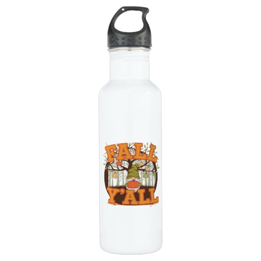 Es ist Herbst Y’all Pumpkin Gnome Herbst Lässig Edelstahlflasche (Vorderseite)