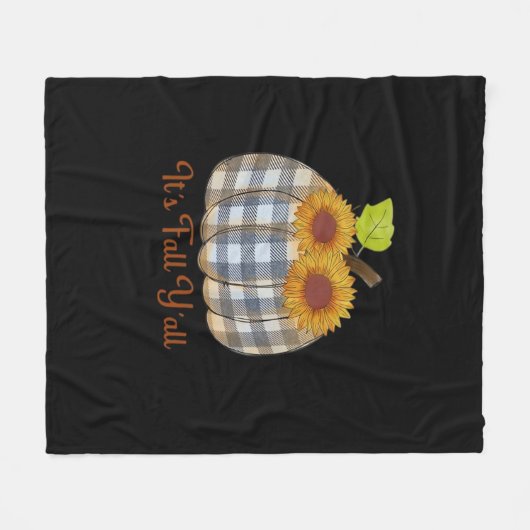 Es ist Herbst Y’all Pumpkin Karierten Design Hallo Fleecedecke (Vorderseite (Horizontal))