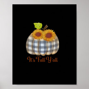 Es ist Herbst Y’all Pumpkin Karierten Design Hallo Poster