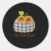 Es ist Herbst Y’all Pumpkin Karierten Design Hallo Runder Aufkleber (Vorderseite)