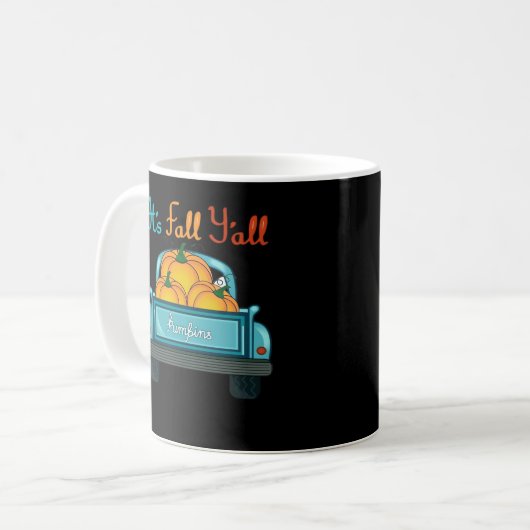 Es ist Herbst Y’all Pumpkins Truck Funny Graphic Kaffeetasse (Vorderseite Links)