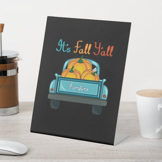 Es ist Herbst Y’all Pumpkins Truck Funny Graphic Sockelschild (In SItu)