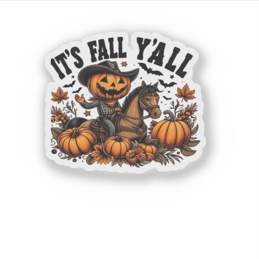 Es ist Herbst Y’all Retro Halloween Aufkleber (Vorderseite)