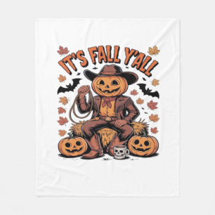 Es ist Herbst Y’all Western Cowboy Pumpkin Hallowe Fleecedecke