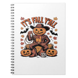 Es ist Herbst Y’all Western Cowboy Pumpkin Hallowe Notizblock