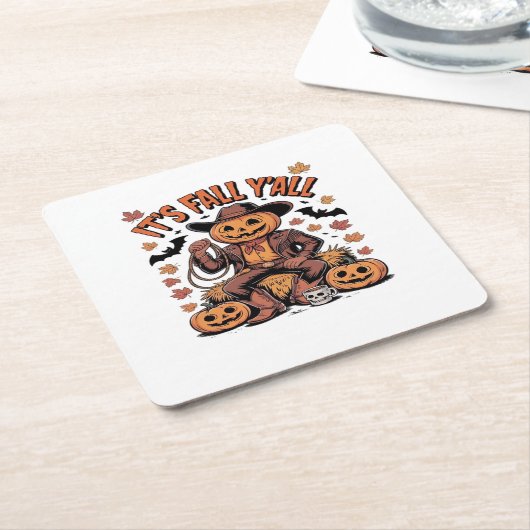 Es ist Herbst Y’all Western Cowboy Pumpkin Hallowe Rechteckiger Pappuntersetzer (angewinkelt)