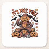 Es ist Herbst Y’all Western Cowboy Pumpkin Hallowe Rechteckiger Pappuntersetzer (Vorderseite)