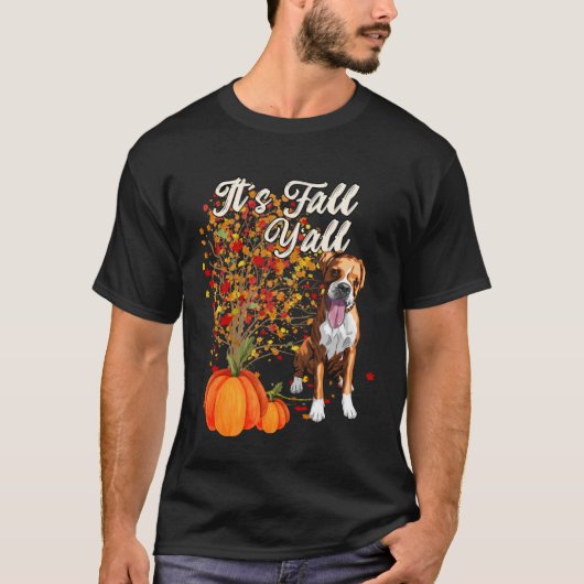 Es ist Herbst Y alles Niedliche Boxer Dog Herbst T-Shirt (Vorderseite)
