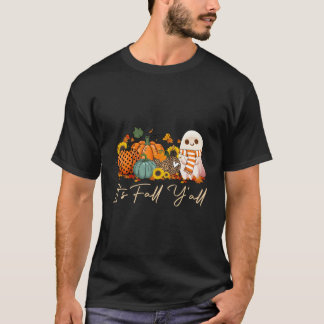 Es Ist Herbst Y'All Bäh Geist Leopard Kürbis Hallo T-Shirt
