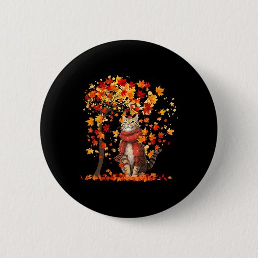 Es ist Herbst Y'all Cat Leaf Fall Baum Hallo Herbs Button (Vorderseite)
