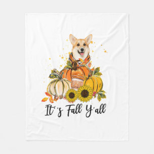 Es ist Herbst Y'all Corgi Pumpkin Erntedank Fleecedecke