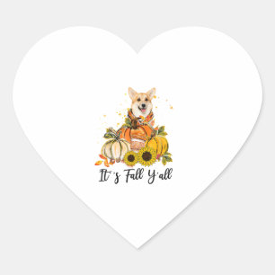 Es ist Herbst Y'all Corgi Pumpkin Erntedank Herz-Aufkleber