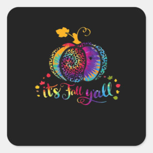 Es ist Herbst Y'all Gefärbte Krawatte Leopard Prin Quadratischer Aufkleber