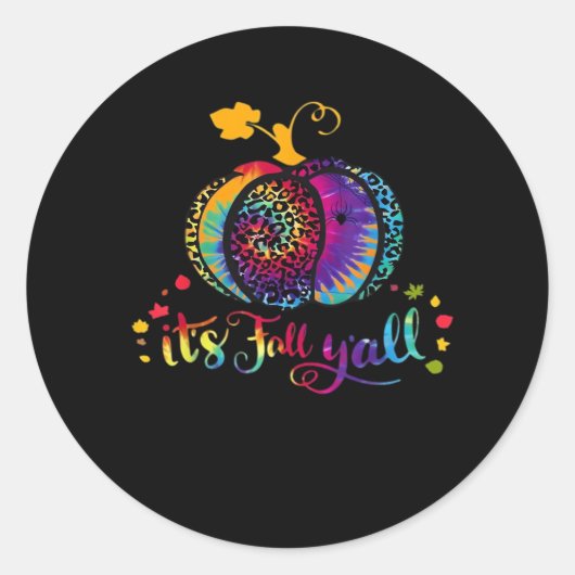 Es ist Herbst Y'all Gefärbte Krawatte Leopard Prin Runder Aufkleber (Vorderseite)