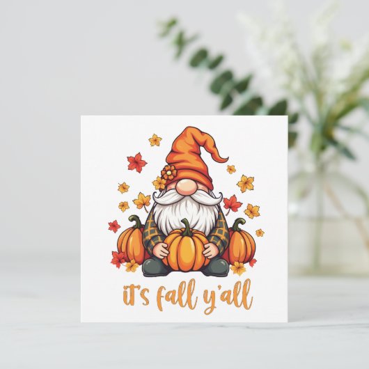 Es ist Herbst Y'all Gnomes Pumpkin Autumn Erntedan Einladung (Stehend Vorderseite)