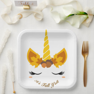 Es ist Herbst Y'all Herbst Unicorn Party Paper Tel Pappteller