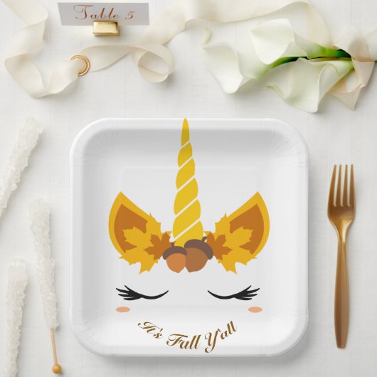 Es ist Herbst Y'all Herbst Unicorn Party Paper Tel Pappteller (Hochzeit)