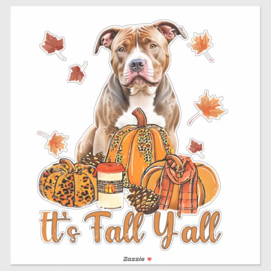Es ist Herbst Y'all Pitbull Dog Fall Scarf Herbstp Aufkleber (Blatt)