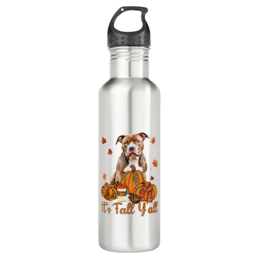 Es ist Herbst Y'all Pitbull Dog Fall Scarf Herbstp Edelstahlflasche (Vorderseite)