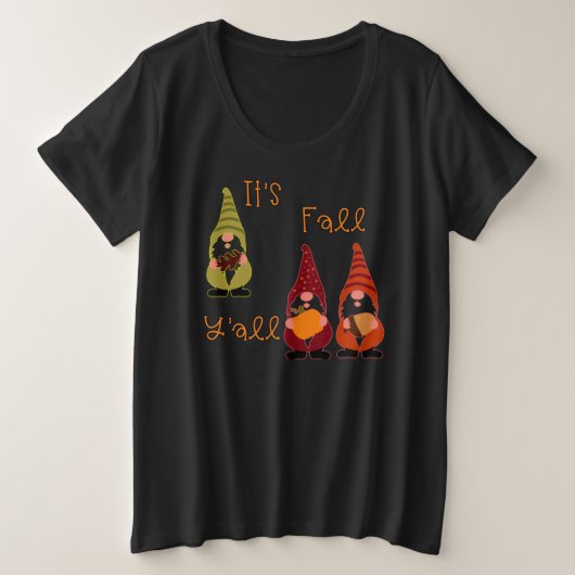 Es ist Herbst Y'all Pumpkin Gnome Autumn Tree Große Größe T-Shirt (Design vorne)
