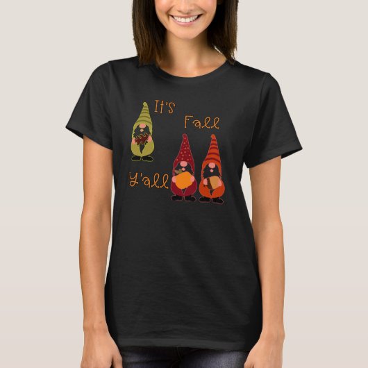 Es ist Herbst Y'all Pumpkin Gnome Autumn Tree T-Shirt (Vorderseite)