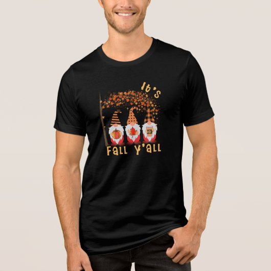 Es ist Herbst Y'all Pumpkin Gnome Autumn Tree Tri-Blend Shirt (Vorderseite)