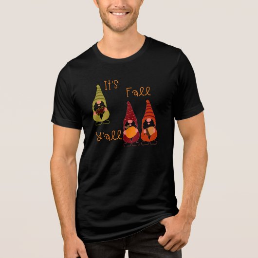 Es ist Herbst Y'all Pumpkin Gnome Autumn Tree Tri-Blend Shirt (Vorderseite)