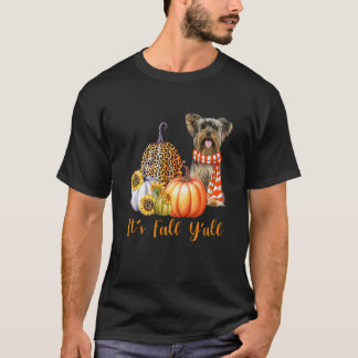 Es ist Herbst Y'all Yorkie Dog Leopard Pumpkin Fal T-Shirt