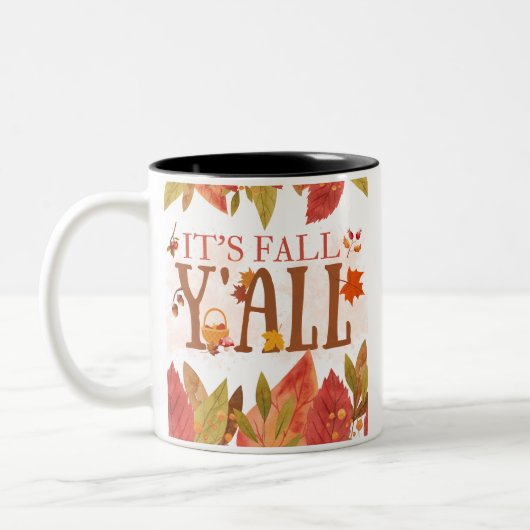 Es ist Herbst Y'alle Herbstleaves Herbst Saison Sp Zweifarbige Tasse (Links)