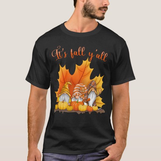 Es ist Herbst Y'alle Niedlichen Gnomes Pumpkin Aut T-Shirt (Vorderseite)