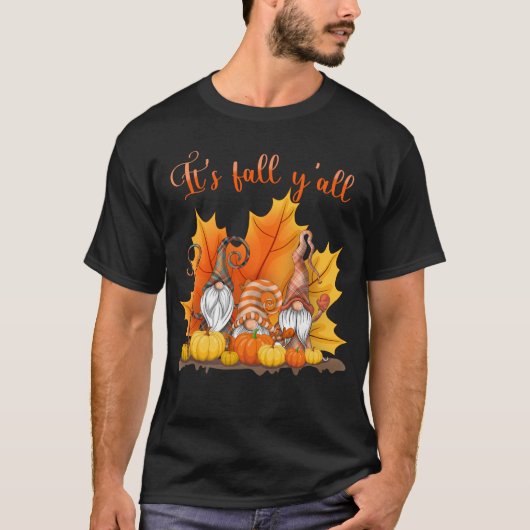 Es ist Herbst Y'alle Niedlichen Gnomes Pumpkin Aut T-Shirt (Vorderseite)