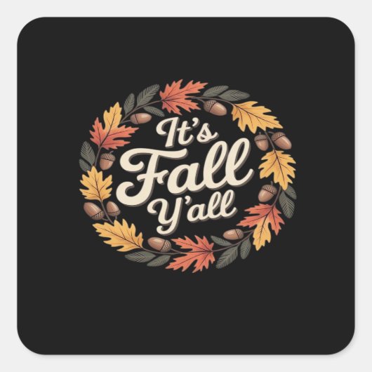 Es ist Herbst Y's Halloween Bats Pumpkin Fall Hall Quadratischer Aufkleber (Vorderseite)