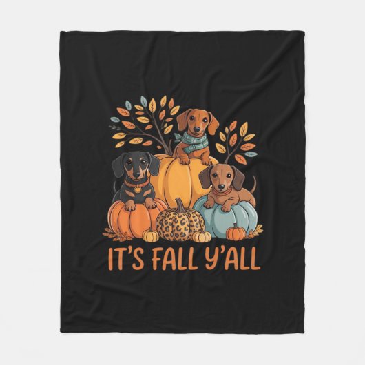 Es ist Herbst Y's Herbst Dackel Pumpkins Fall Fleecedecke (Vorderseite)