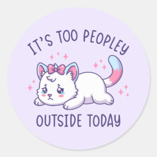Es ist heute zu menschenreich draußen - Kawaii tra Runder Aufkleber